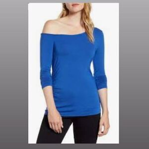 HALOGEN Off Shoulder Royal Blue Long Sleeve Top Xl New